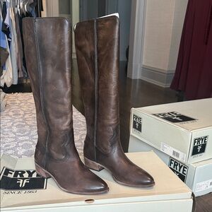Frye Dark Brown Leather Riding Boots